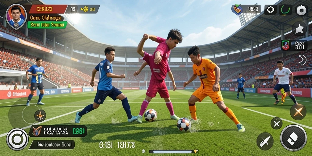 Tampilan gameplay seru dalam CERI123 menampilkan aksi olahraga yang mendebarkan.
