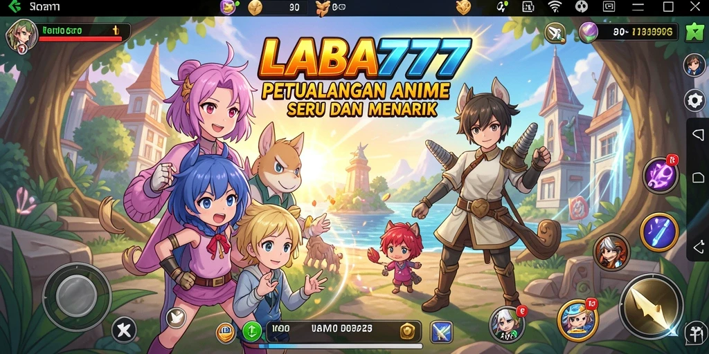 Screenshot gameplay LABA777 yang menunjukkan aksi karakter anime.