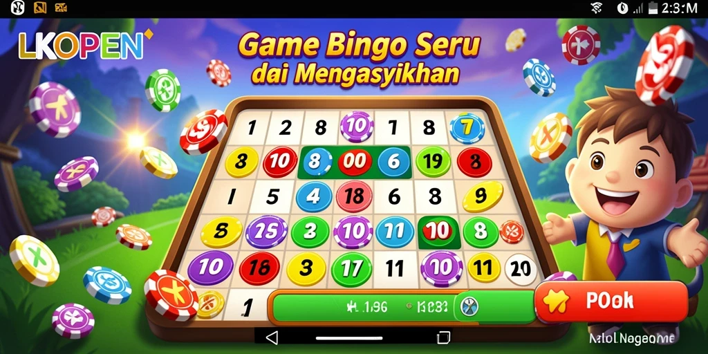 Tampilan antarmuka LKOPEN yang ceria dan menarik saat bermain Bingo.