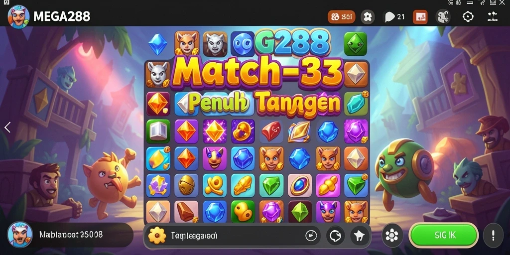 Screenshot gameplay MEGA288 yang penuh warna dan penuh tantangan.