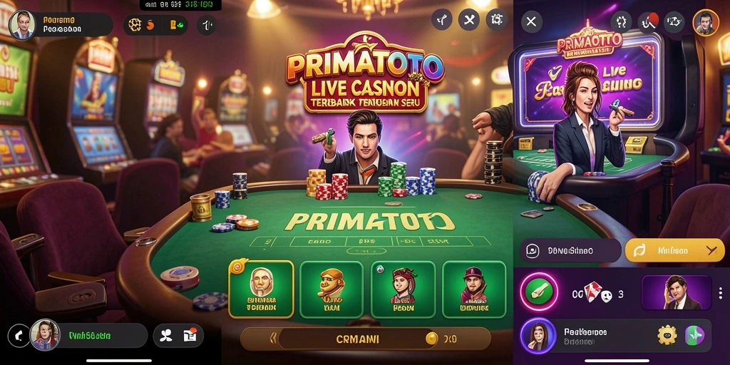 Tampilan gameplay langsung dalam aplikasi PRIMATOTO Live Casino.