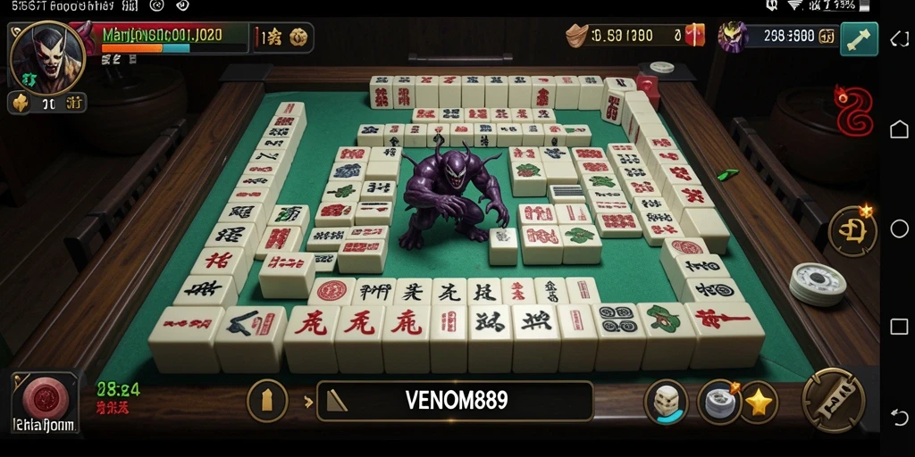 Tampilan gameplay seru dan menantang dalam VENOM889 Mahjong.